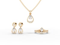 Pear Lab Diamond Teardrop Jewelry Set with Ring, Earrings & Necklace