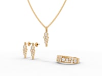 Lab Diamond Cluster Jewelry Set with Pendant, Earrings & Eternity Band
