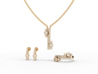 Lab Diamond Cluster Jewelry Set with Pendant, Earrings & Eternity Band