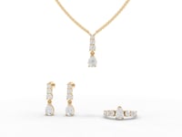 Pear Solitaire Drop Accent Lab Diamond Jewelry Set