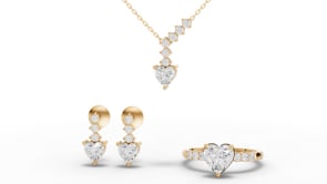 Heart-Cut Graduated Lab Diamond Bridal Jewelry Set