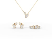 Marquise Lab Diamond Two-Stone Pavé Bypass Jewelry Set