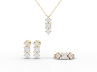 Princess-Cut Geometric Lab Diamond Jewelry Set