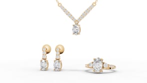 Oval Lab Diamond Graduated Drop Jewelry Set
