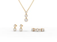 Hexagon Lab Diamond Jewelry Set with Drop Earrings & Eternity Band