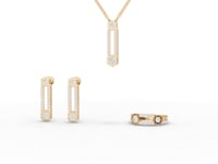 Hexagon Bar Drop Lab Diamond Jewelry Set