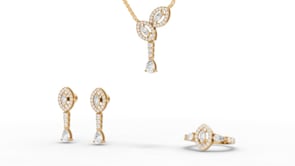 Marquise Halo Pear Drop Lab Diamond Jewelry Set
