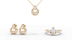 Pear Halo Lab Diamond Jewelry Set