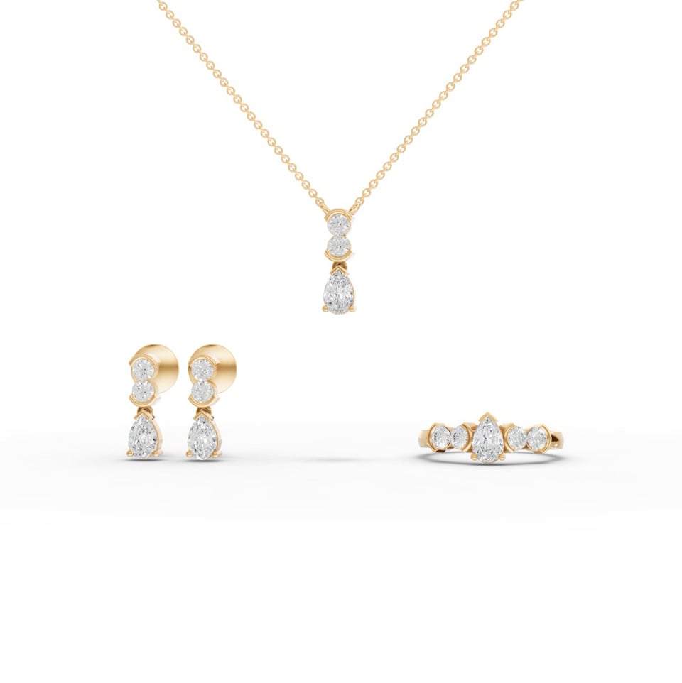 Pear & Round Lab Diamond Statement Jewelry Set
