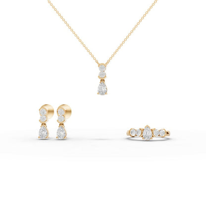 Pear & Round Lab Diamond Statement Jewelry Set