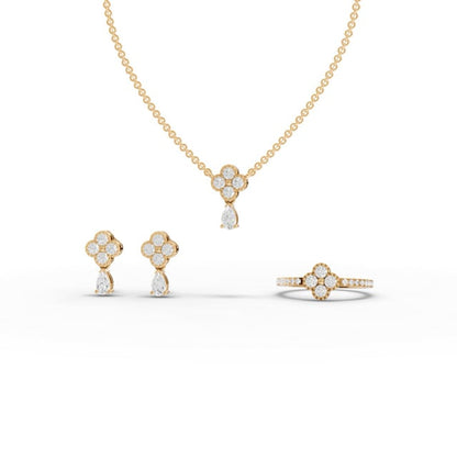 Floral Cluster Round Lab Grown Diamond Jewelry Set
