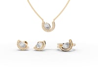 Oval Lab Grown Diamond Horseshoe Halo Jewelry Set