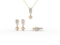 Statememnt Emerald Cut Lab Diamond Jewelry Set