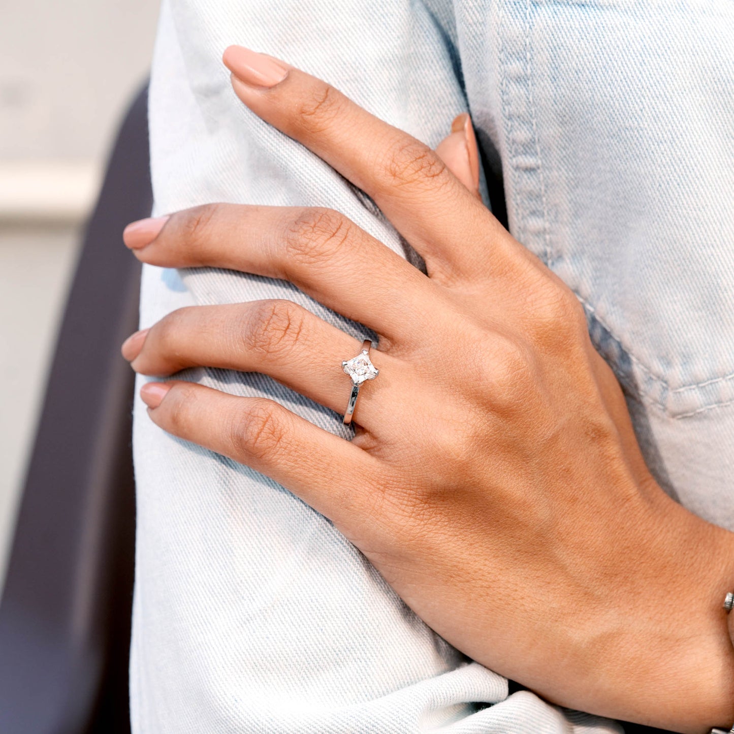 1.00 CT  Princess Cut Colorless Engagement Ring