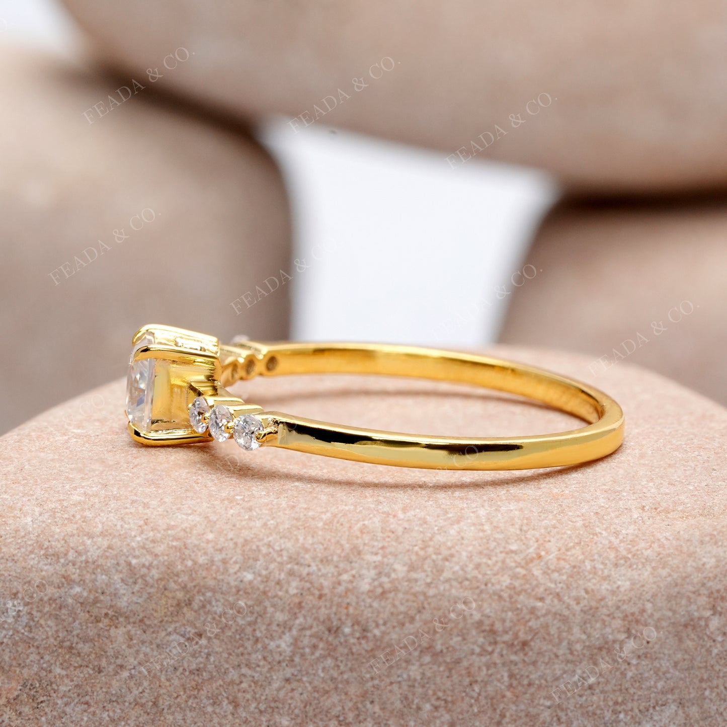 0.498 CT Princess, Round Cut Colorless Engagement Ring