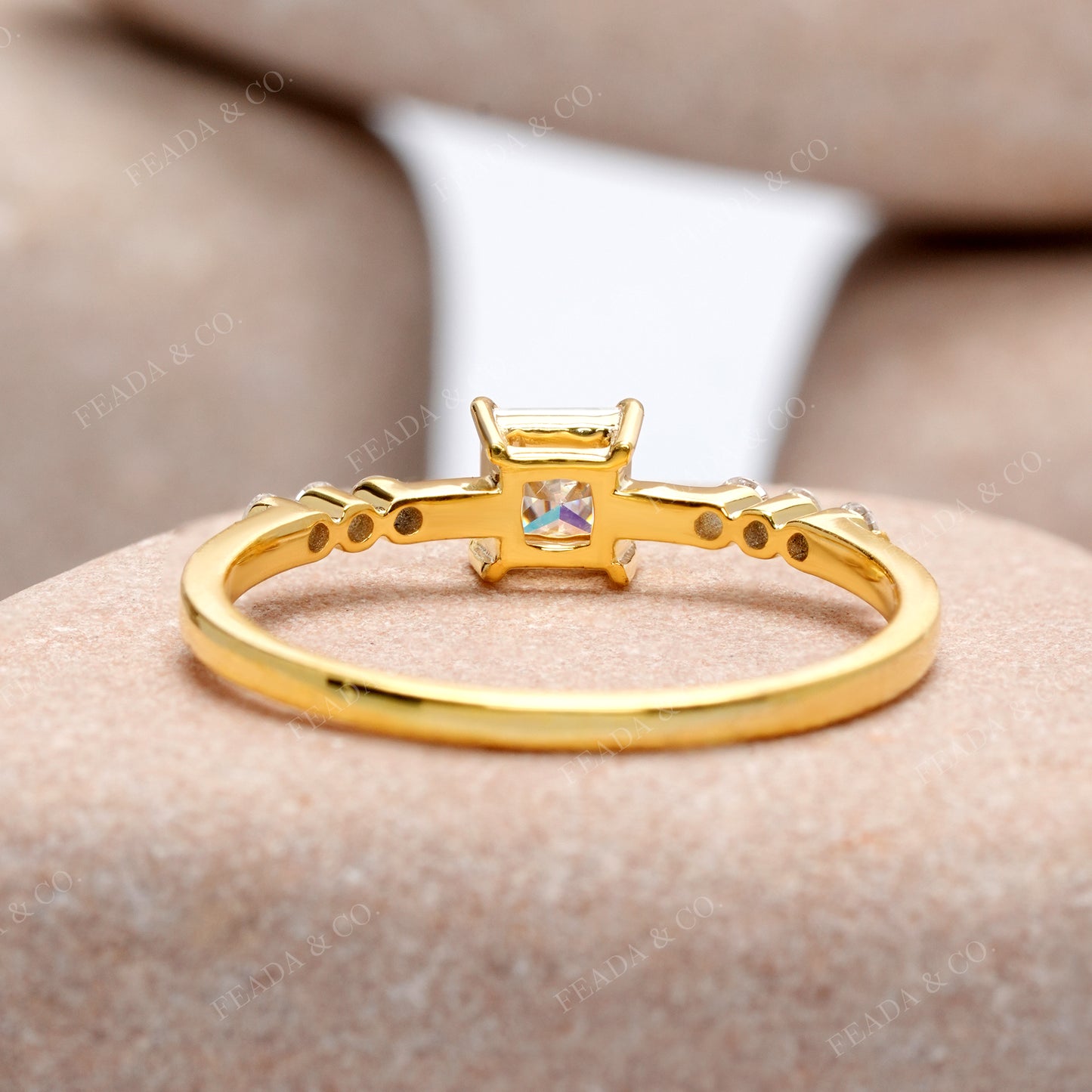 0.498 CT Princess, Round Cut Colorless Engagement Ring