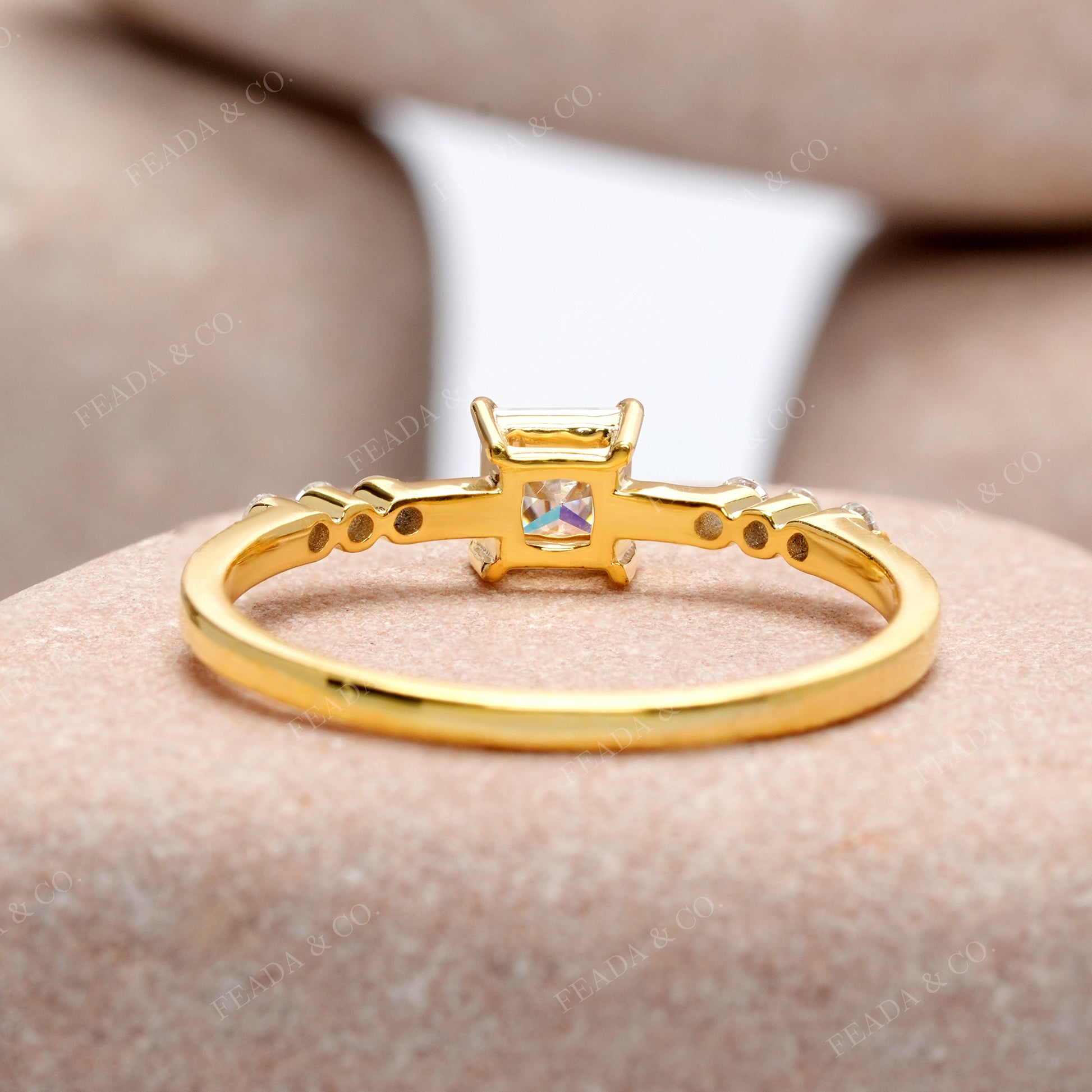 0.498 CT Princess, Round Cut Colorless Engagement Ring
