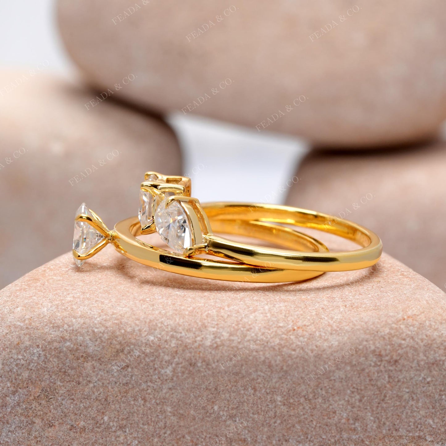 Three-Stone Lab Diamond Ring Set