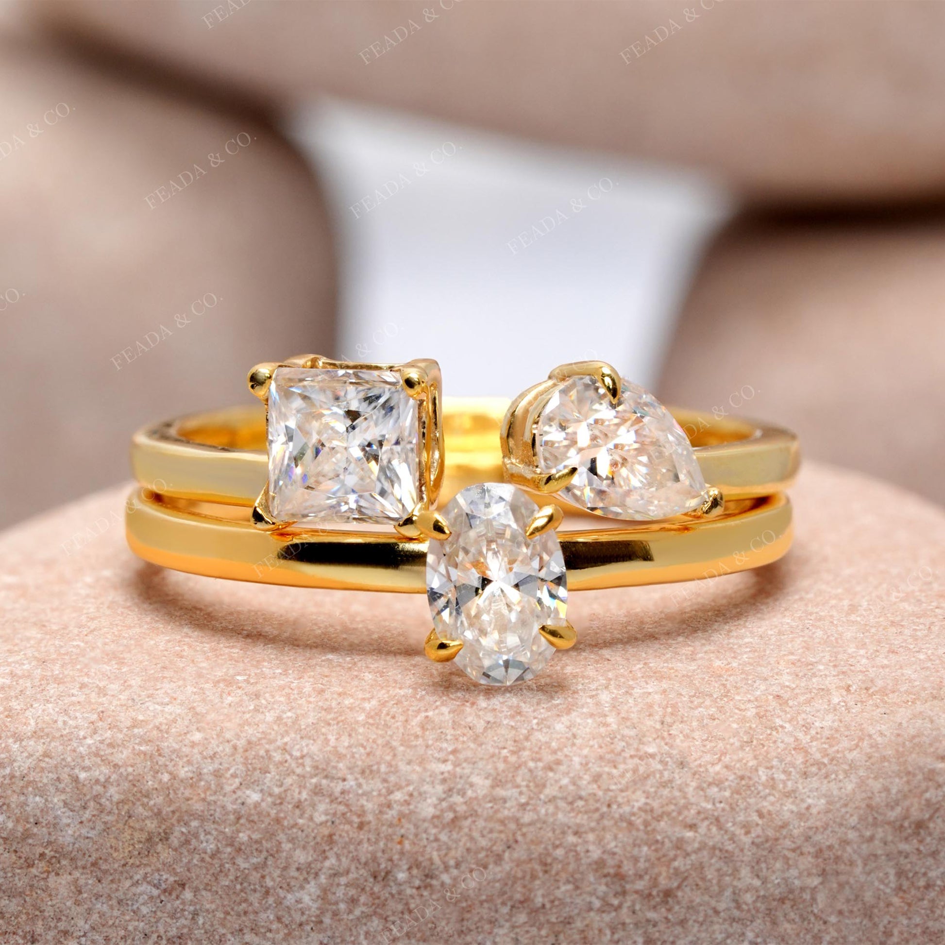 Three-Stone Lab Diamond Ring Set