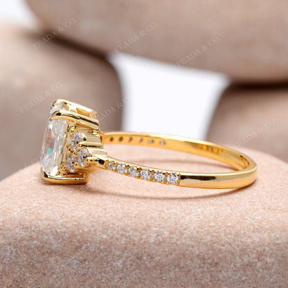 2.14 CT Round, Radiant Cut Colorless Engagement Ring