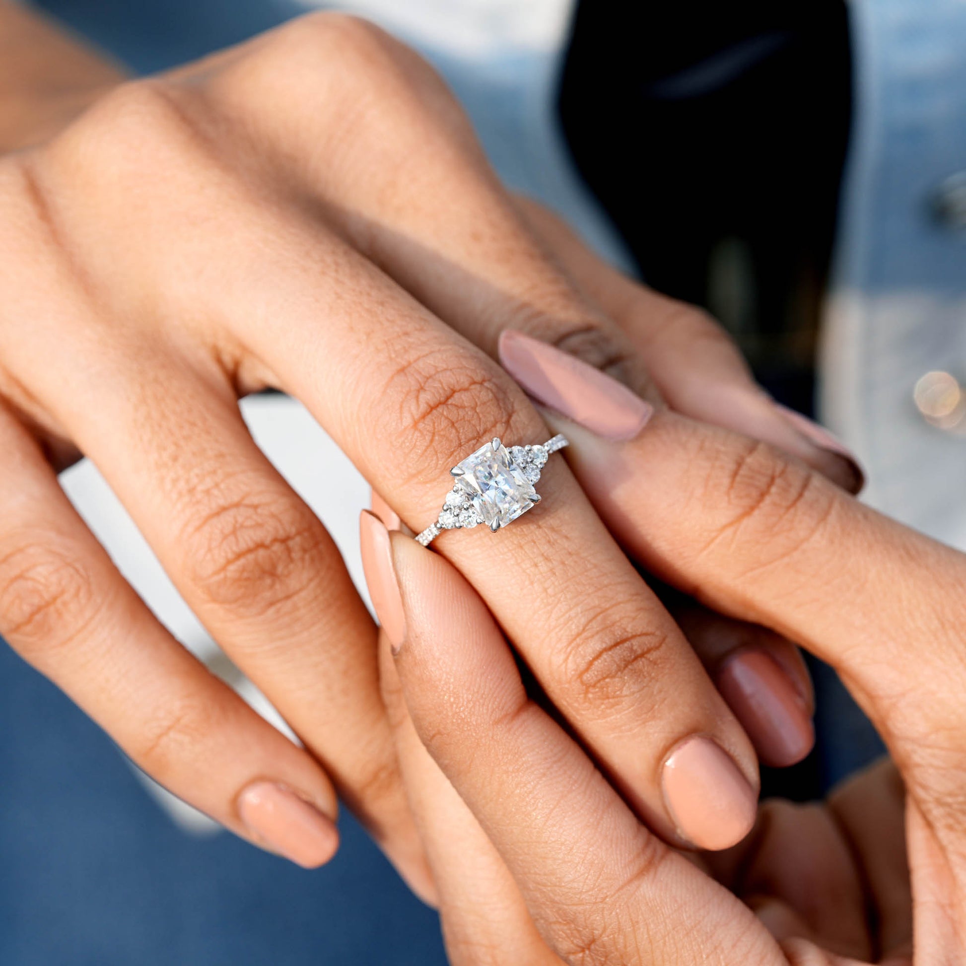2.14 CT Round, Radiant Cut Colorless Engagement Ring