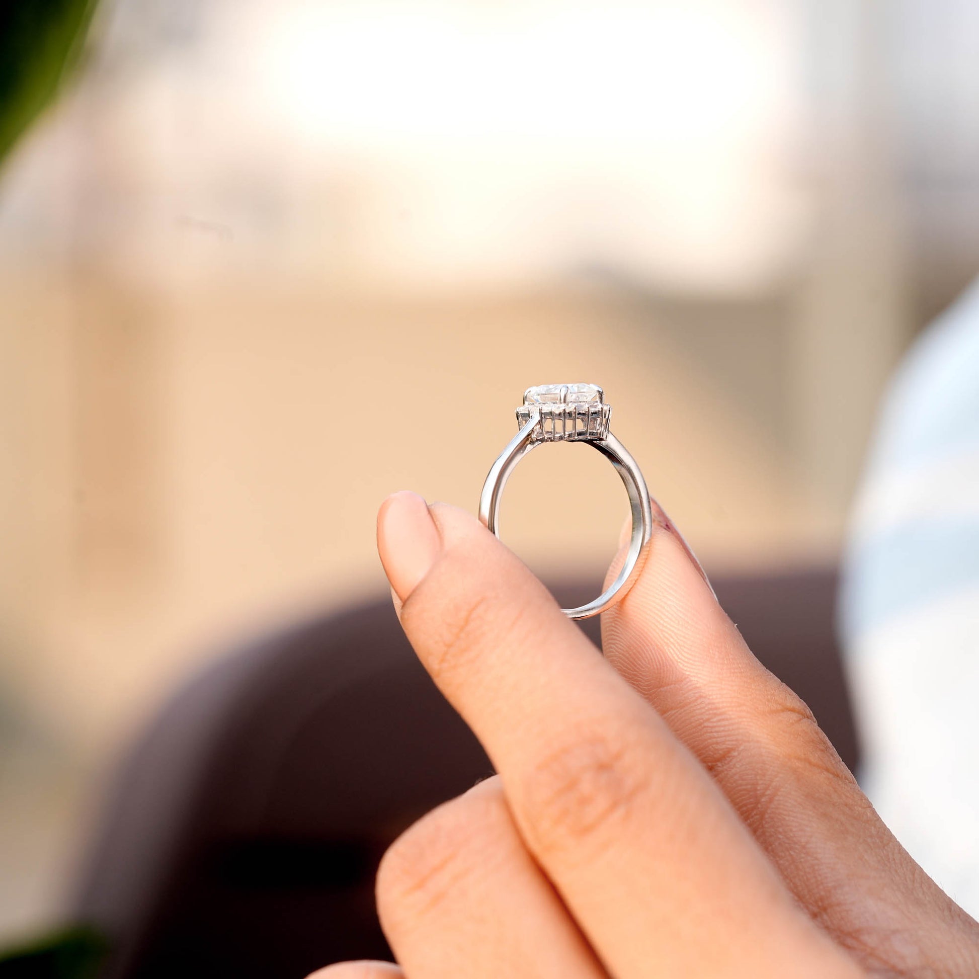1.2 CT Round, Radiant, Baguette Cut Colorless Engagement Ring
