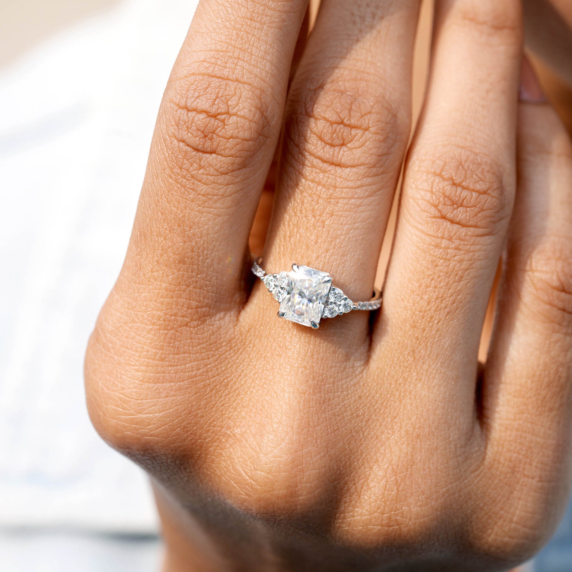 2.14 CT Round, Radiant Cut Colorless Engagement Ring
