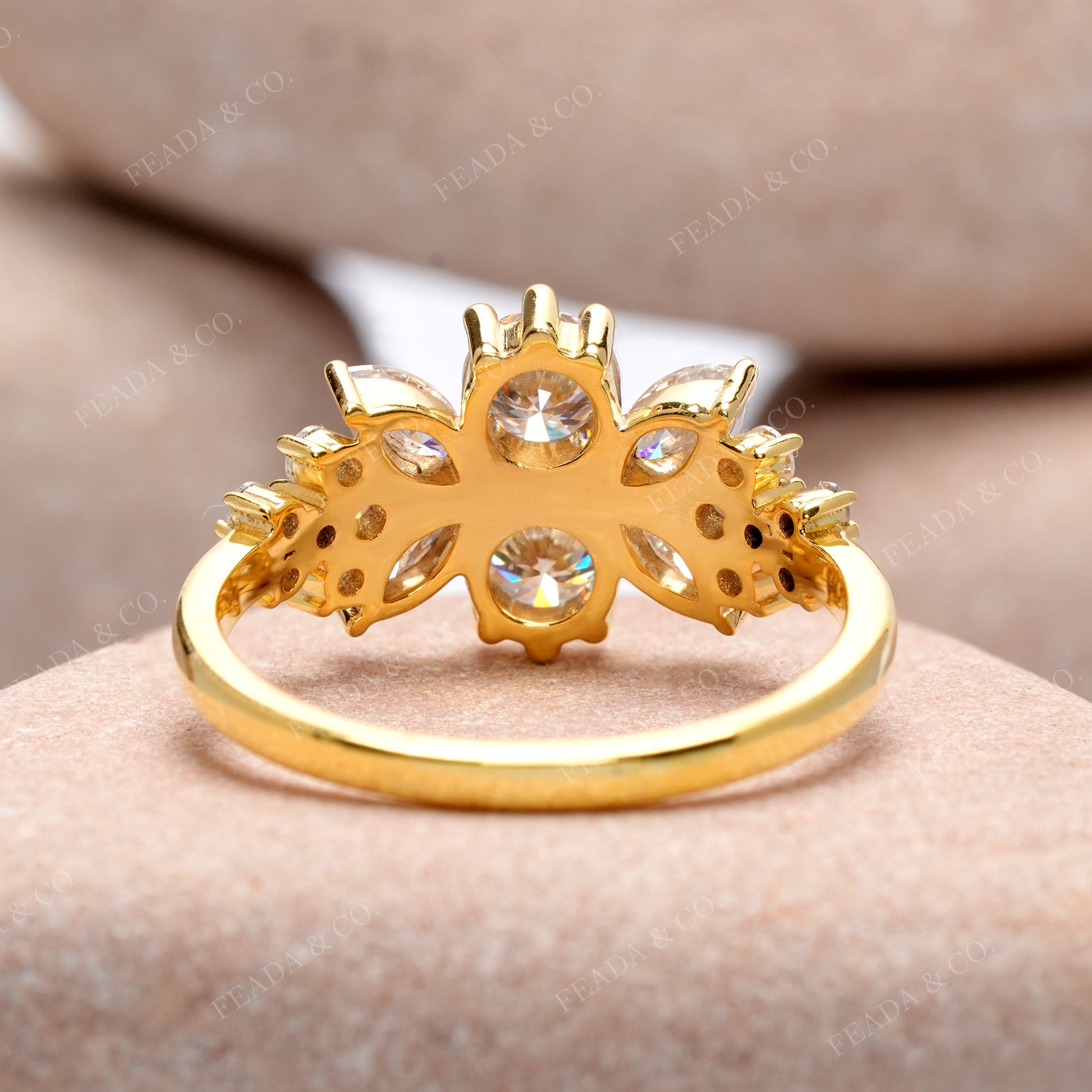 1.494 CT Marquise, Round Cut Colorless Engagement Ring