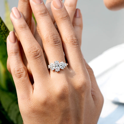 1.494 CT Marquise, Round Cut Colorless Engagement Ring