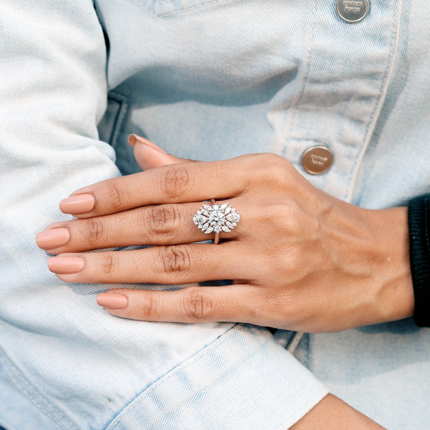 3.00 CT Flower Shape Moissanite Diamond Engagement Ring