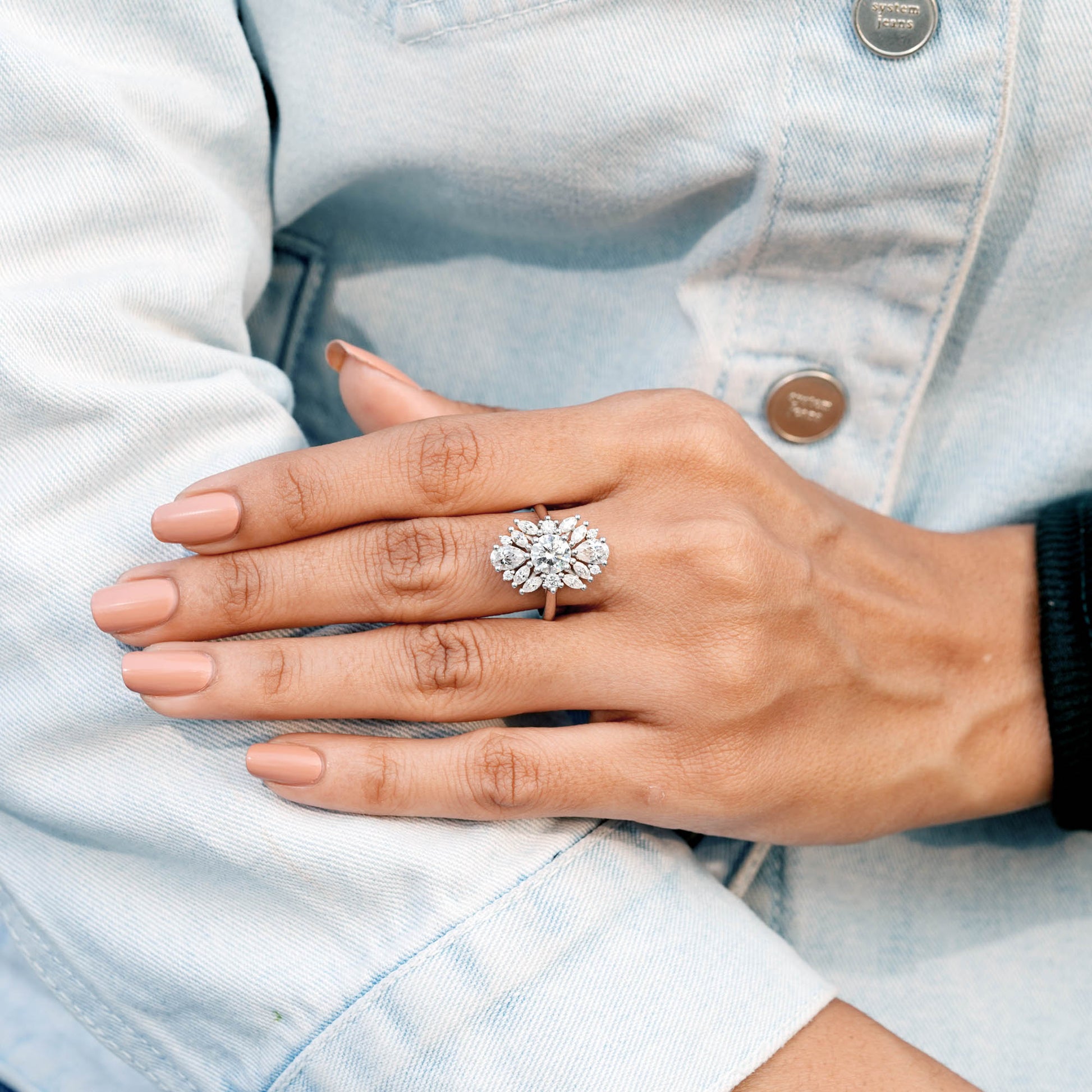 3.00 CT Flower Shape Moissanite Diamond Engagement Ring