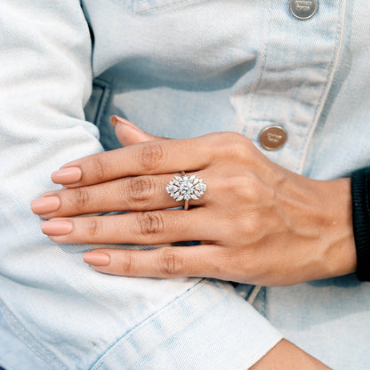 3.00 CT Flower Shape Moissanite Diamond Engagement Ring