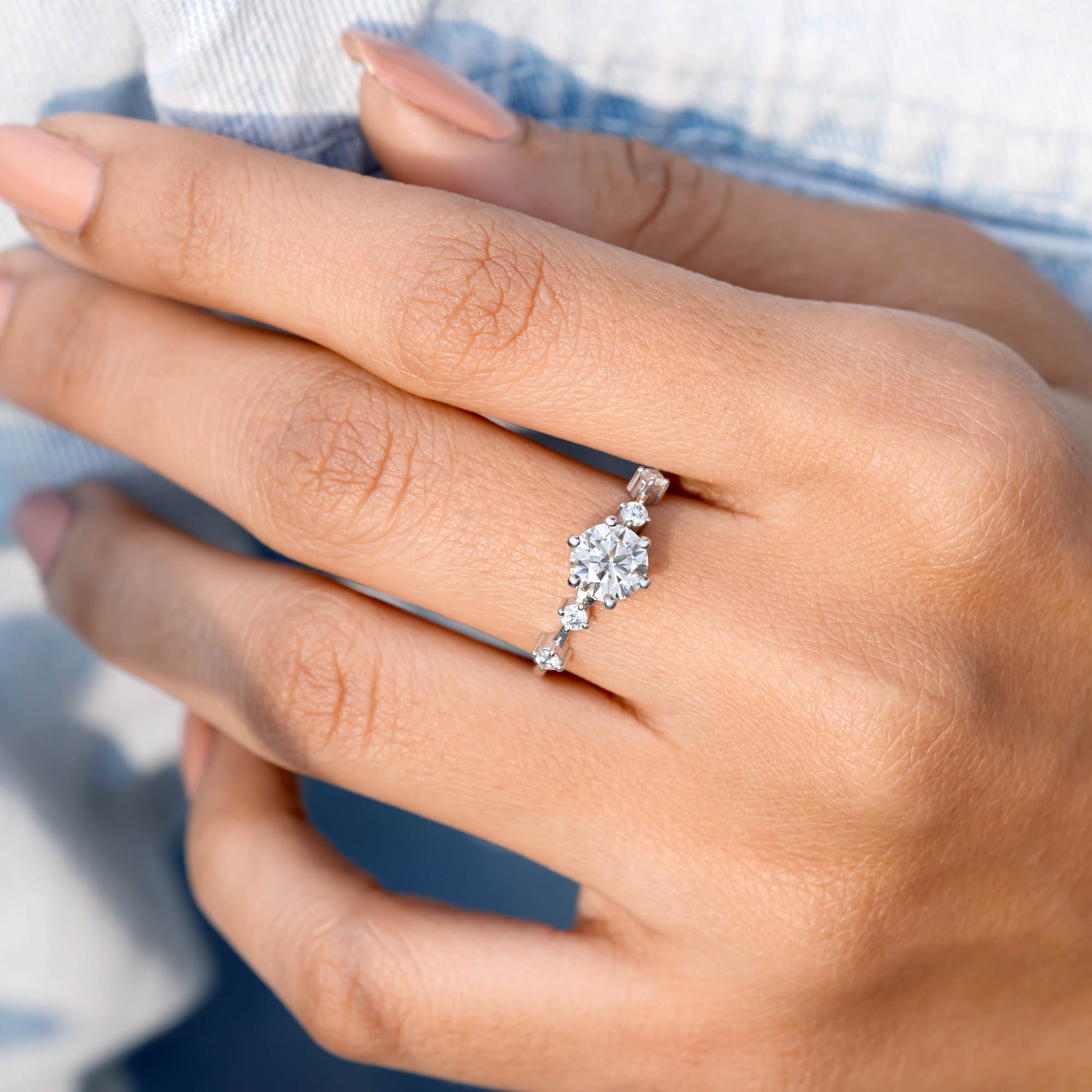 1.18 CT Round Cut Colorless Engagement Ring