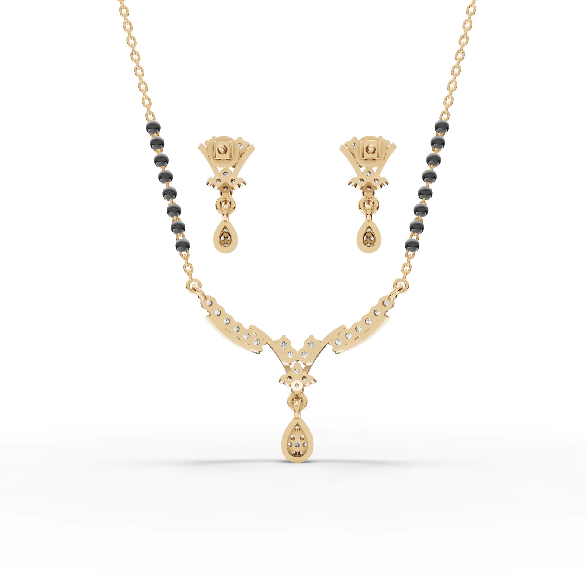 Graceful Twist Floral Moissanite Diamond Mangalsutra Set
