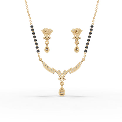 Graceful Twist Floral Moissanite Diamond Mangalsutra Set