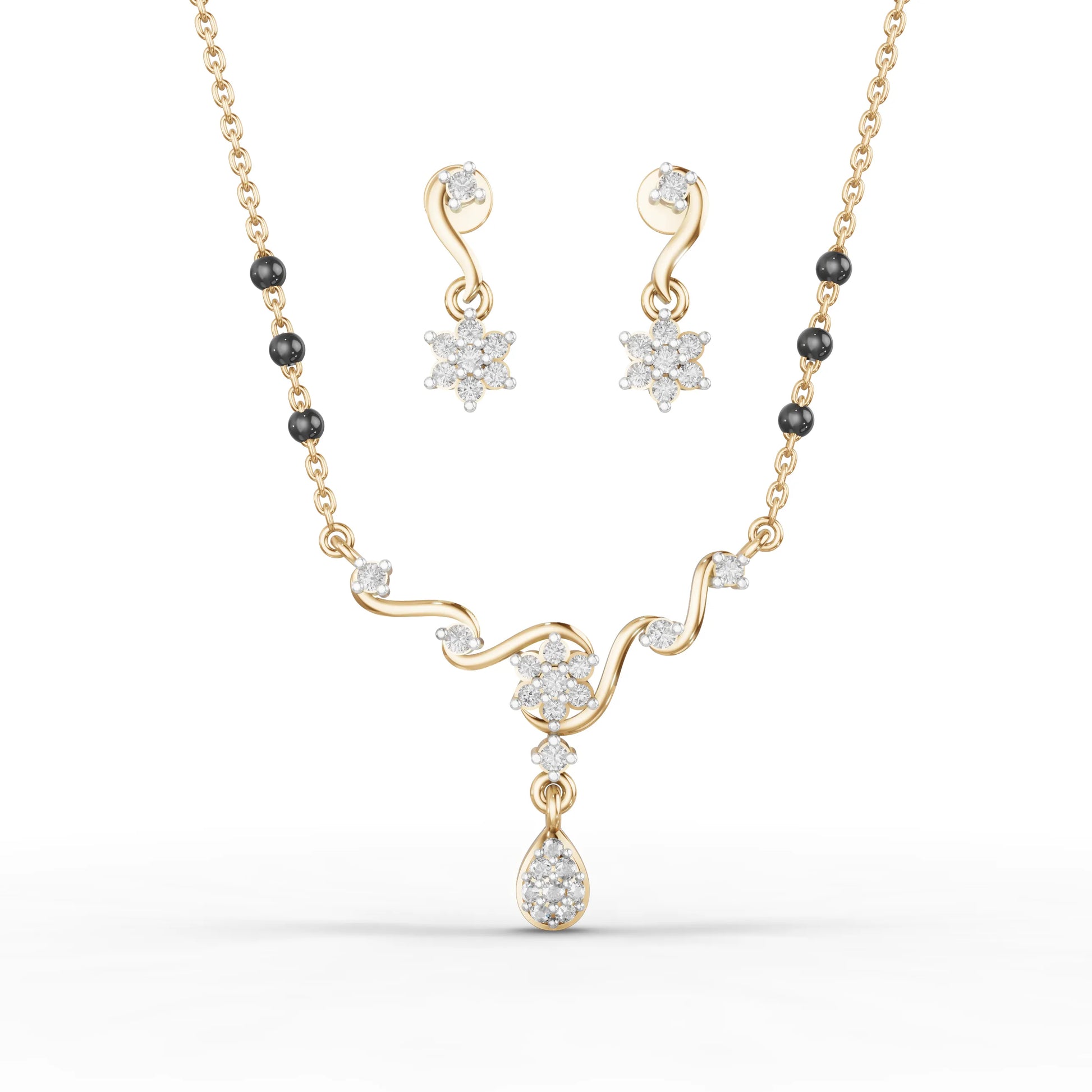 Classic V-Shape Moissanite Diamond  Mangalsutra Set