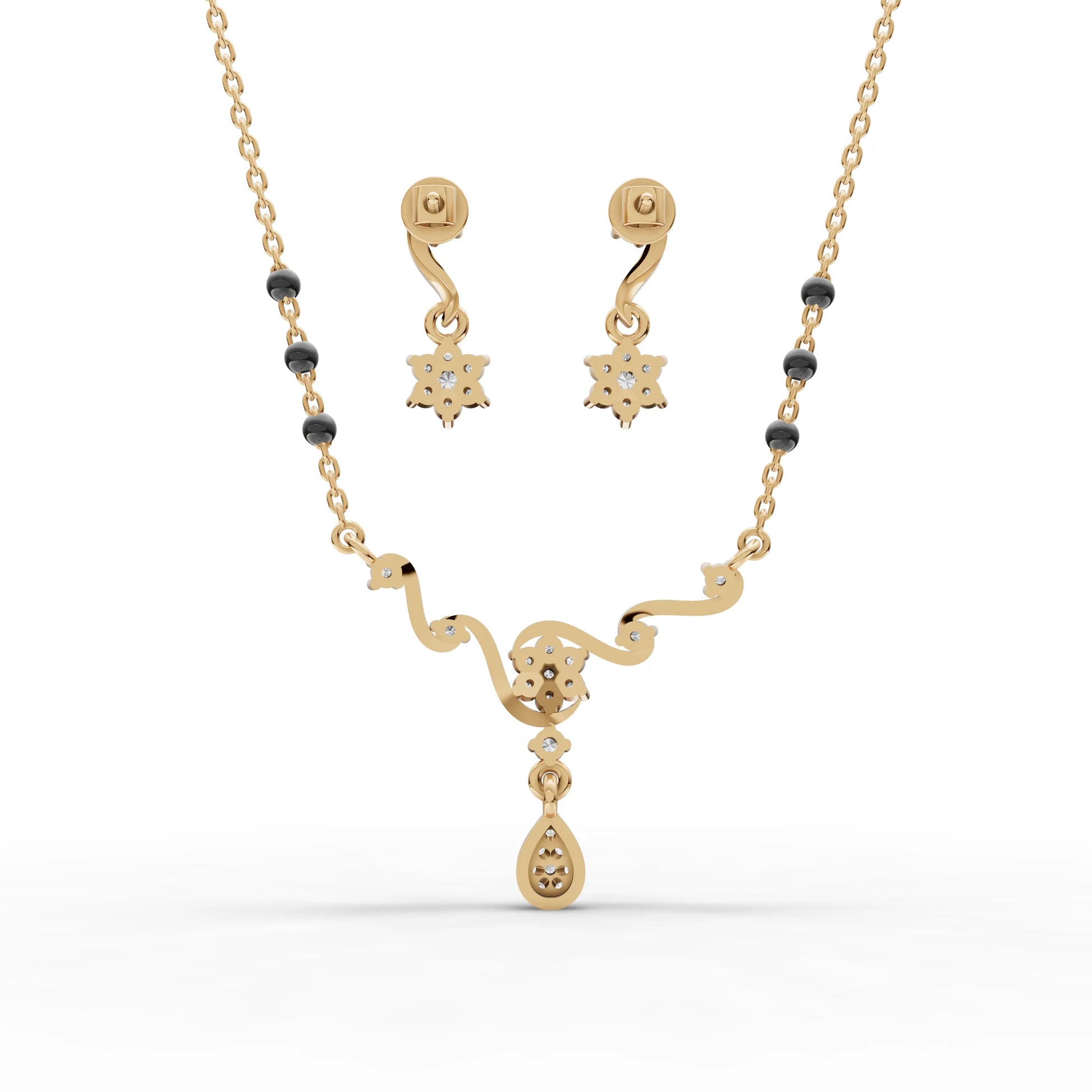 Classic V-Shape Moissanite Diamond  Mangalsutra Set