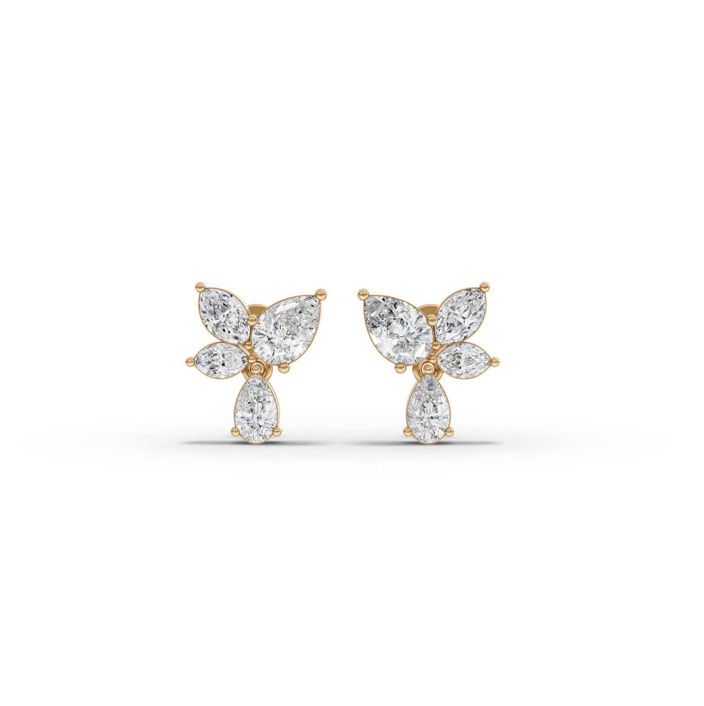 Floral Butterfly Cluster Moissanite Diamond Drop Earrings