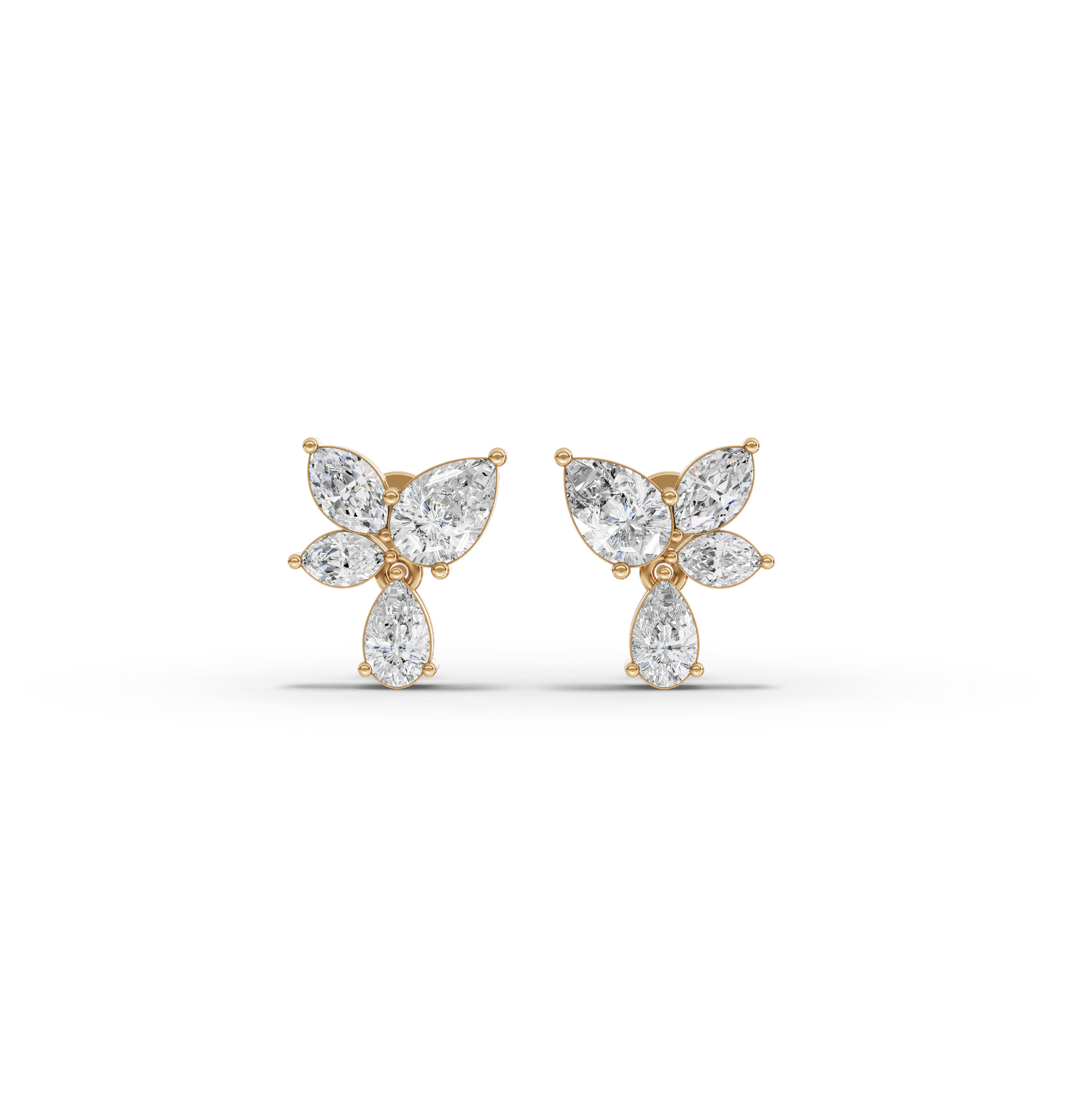 Floral Butterfly Cluster Moissanite Diamond Drop Earrings