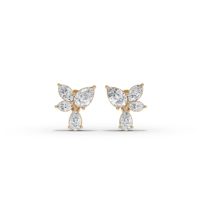 Floral Butterfly Cluster Moissanite Diamond Drop Earrings