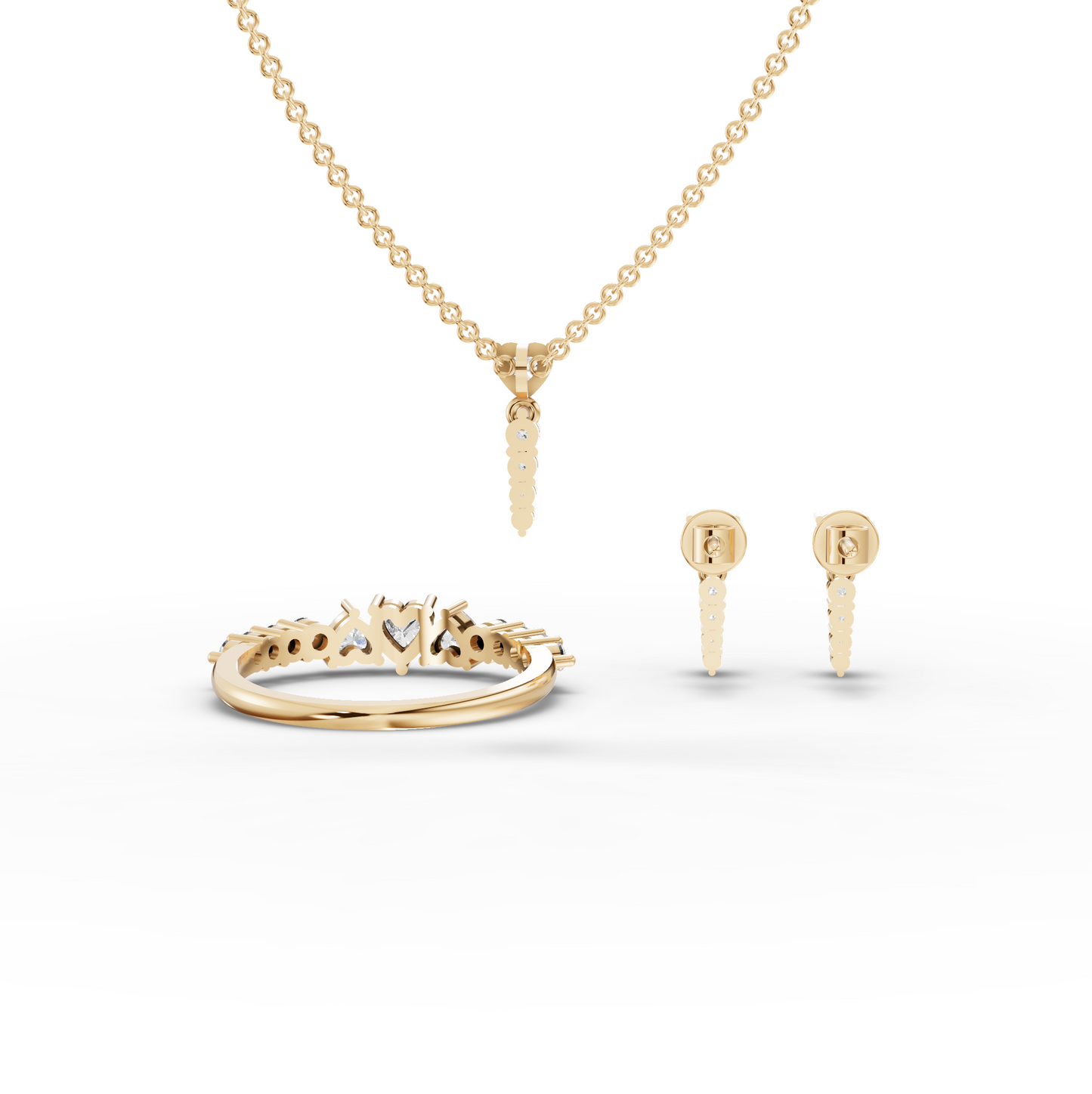 Heart Lab Diamond Jewelry Set with Pendant, Earrings & Eternity Ring