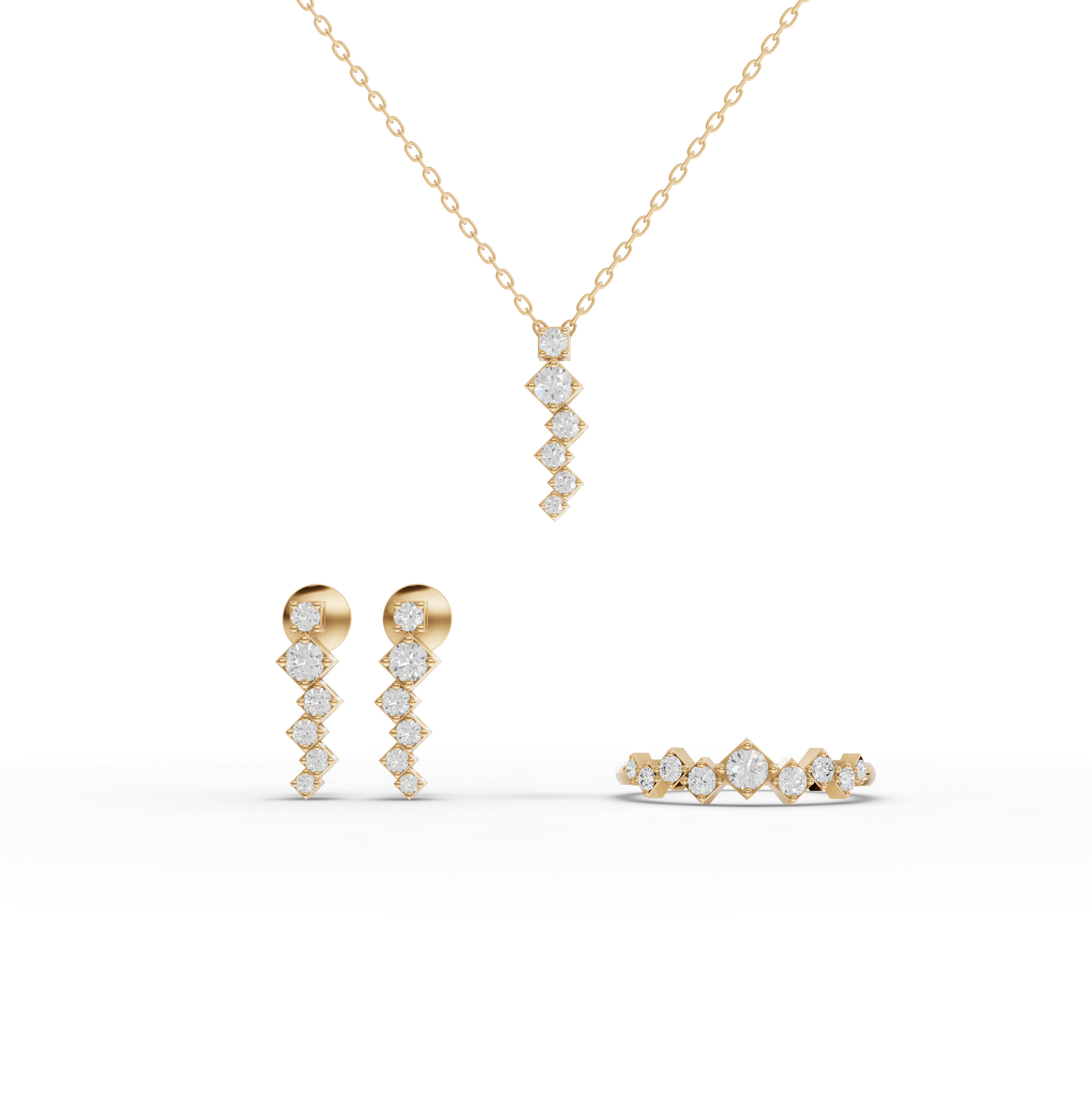 Round Geometric Eternity Lab Diamond Jewelry Set