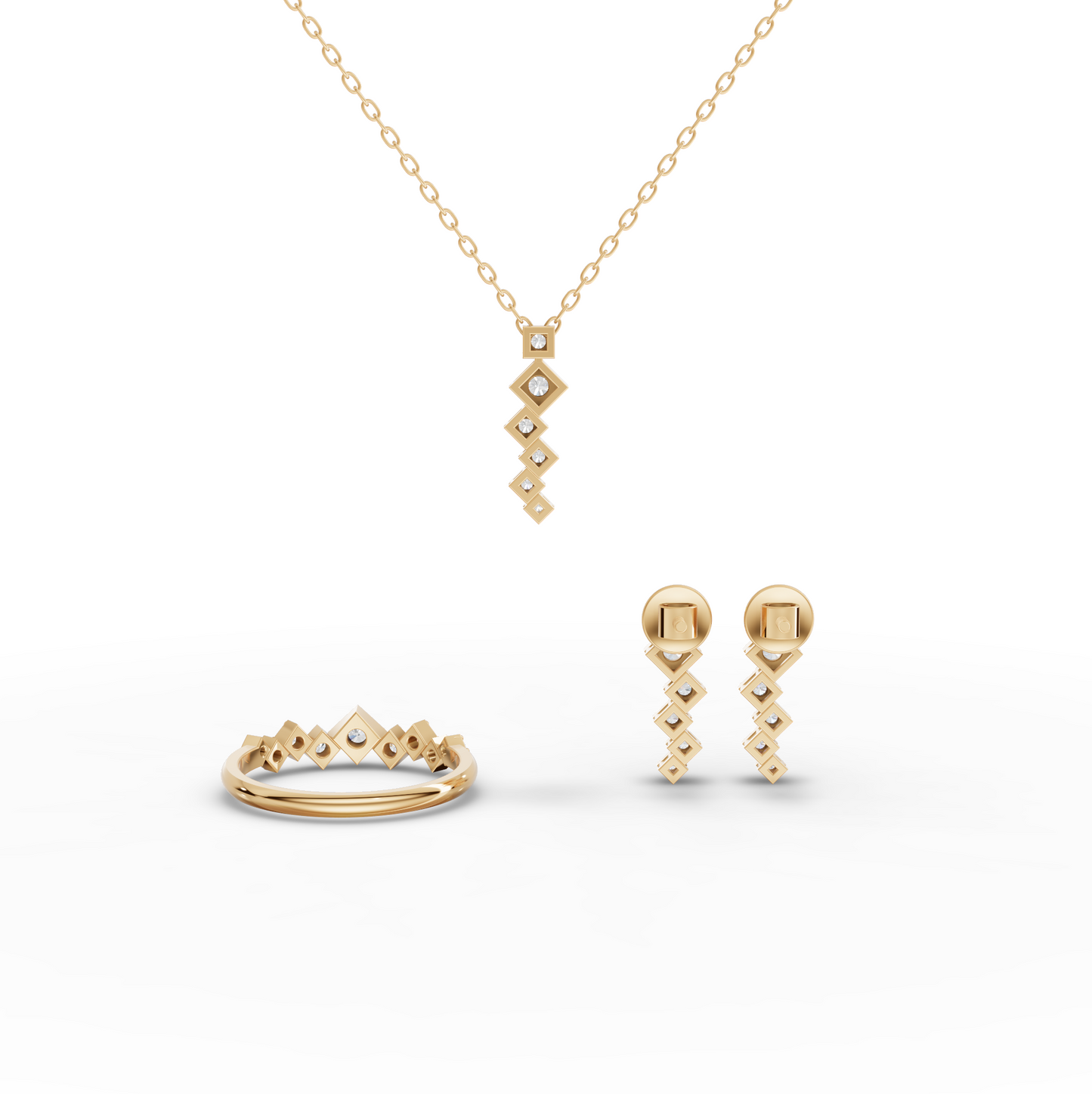 Round Geometric Eternity Lab Diamond Jewelry Set