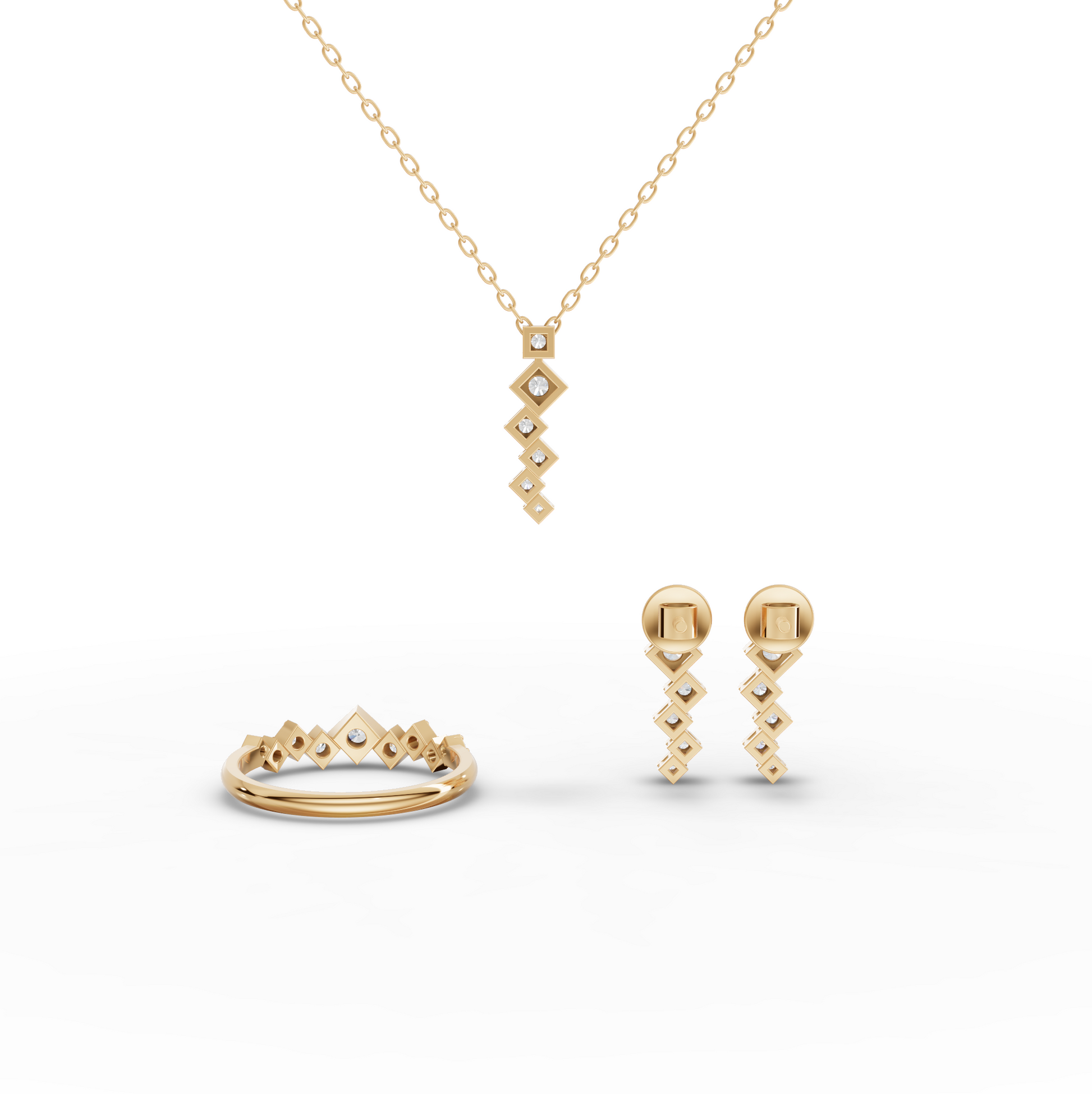 Round Geometric Eternity Lab Diamond Jewelry Set