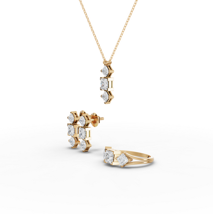 Princess-Cut Geometric Lab Diamond Jewelry Set