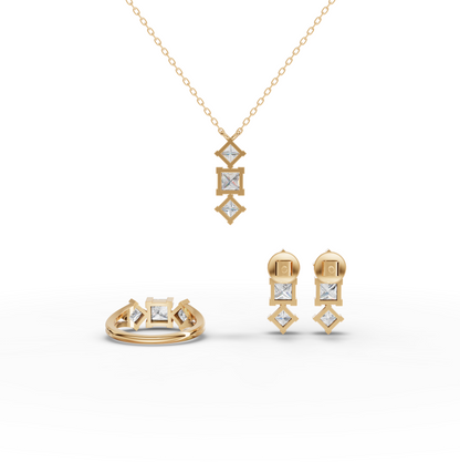 Princess-Cut Geometric Lab Diamond Jewelry Set