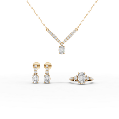 Oval Lab Diamond Graduated Drop Jewelry Set
