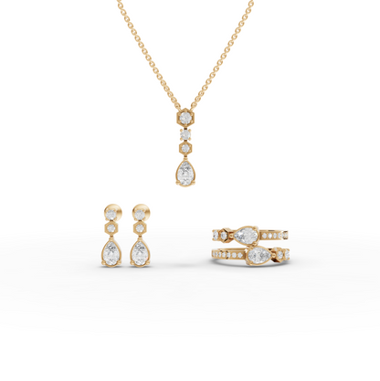 Pear & Hexagon Geometric Lab Diamond Jewelry Set