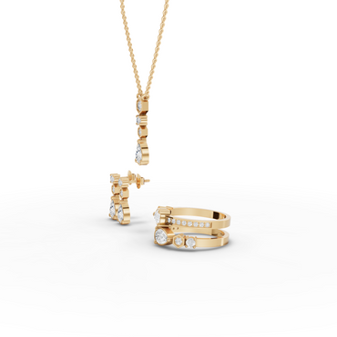 Pear & Hexagon Geometric Lab Diamond Jewelry Set