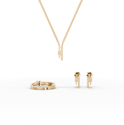 Emerald-Cut Vertical Bar Lab Diamond Jewelry Set